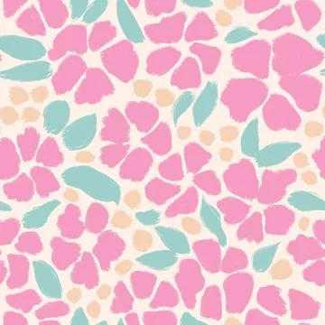 Hand drawn seamless pattern with pink green shabby chic flower floral elements Stock Illustration