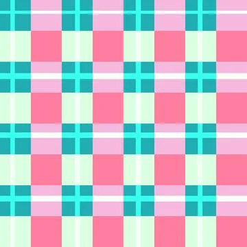 Hand drawn seamless pattern of plaid tartan checkered textile print in blue pink イラスト素材