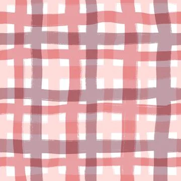 Hand drawn seamless pattern of plaid tartan checkered textile print in lilac Stock Illustration