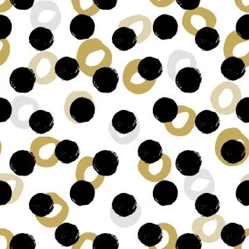 Hand drawn seamless pattern with polka dot texture and circles. Dry brush effect Stockillustratie