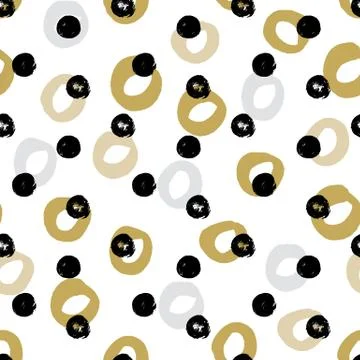 Hand drawn seamless pattern with polka dot texture and circles. Dry brush effect イラスト素材