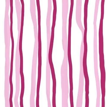 Hand drawn seamless pattern with red pink striped lines on white background Stock Illustration