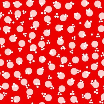 Hand drawn seamless pattern with red pink geometric circles on bright crimson Stock Illustration