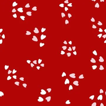 Hand drawn seamless pattern with red white pink st valentines day hearts love Stock Illustration
