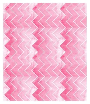 Hand drawn seamless pattern rose pink watercolor zigzags Stock Illustration