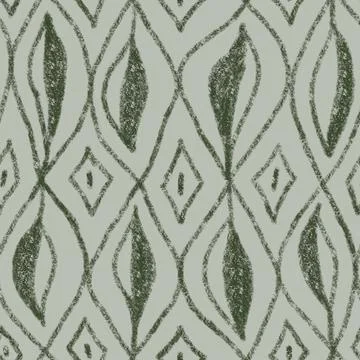 Hand drawn seamless pattern sage green background with leaf leaves greenery Illustrazione stock