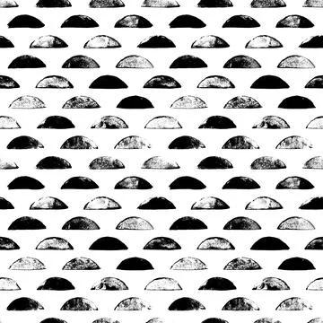 Hand drawn seamless pattern with semi circles. Stock Illustration