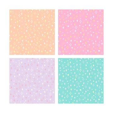 Hand Drawn Seamless Pattern Set with sparkles vector Illustrazione stock