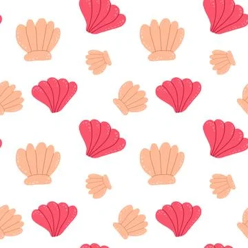 Hand drawn seamless pattern with shells. Illustrazione stock