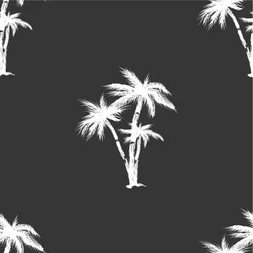 Hand drawn seamless pattern. Simple seamless palm tree pattern. Perfect for Stock Illustration
