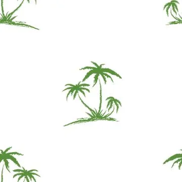 Hand drawn seamless pattern. Simple seamless palm tree pattern. Perfect for Stock Illustration