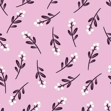 Hand drawn seamless pattern of simple floral Stock Illustration