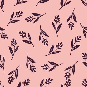 Hand drawn seamless pattern of simple floral Stock Illustration