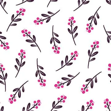 Hand drawn seamless pattern of simple floral Stock Illustration