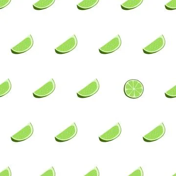 Hand drawn seamless pattern with sliced lime. Fabric print texture with eye Stock Illustration