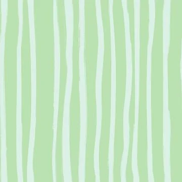 Hand drawn seamless pattern with soft pastel green vertical stripes. Modern Stock Illustration