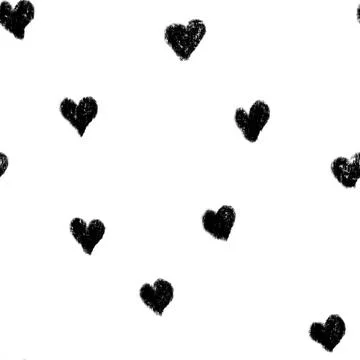 Hand drawn seamless pattern St valentines day black white hearts. Love romantic Stock Illustration
