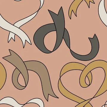Hand drawn seamless pattern with st valentine day beige blush brown fabric Stock Illustration