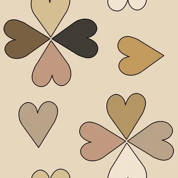 Hand drawn seamless pattern with st valentine day beige blush brown fabric Stock Illustration