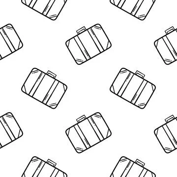 Hand drawn seamless pattern of a suitcase Stock Illustration