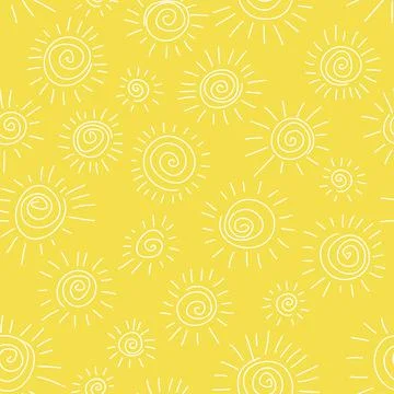 Hand drawn seamless pattern with sun. Hand drawn simple sunshine symbol pattern Illustrazione stock