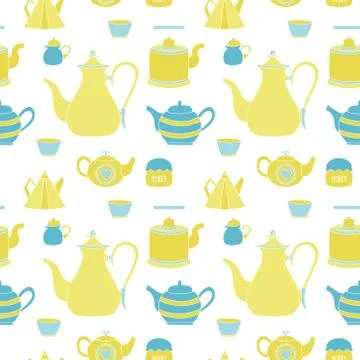 Hand drawn seamless pattern with tea time element Stock Illustration