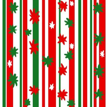 Hand drawn seamless pattern of vertical bright red green Christmas stripes with Stock Illustration