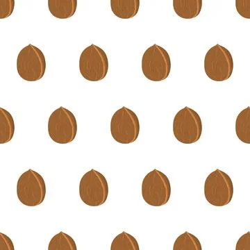 Hand drawn seamless pattern with walnut in shell for wallpaper design. Illustrazione stock