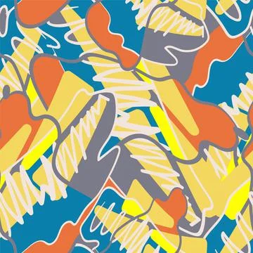 Hand drawn seamless pattern with wave colorful shapes Stock Illustration