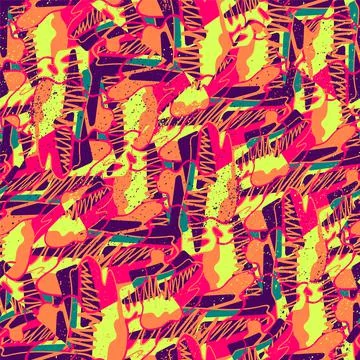 Hand drawn seamless pattern with wave colorful shapes Illustrazione stock