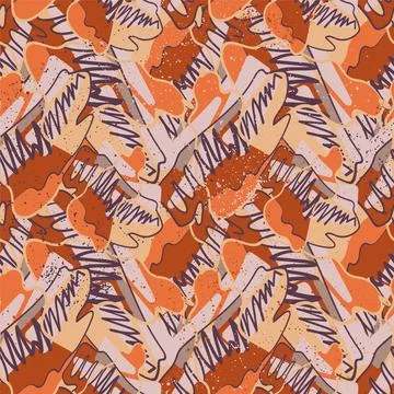 Hand drawn seamless pattern with wave colorful shapes Stock Illustration