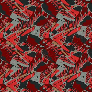 Hand drawn seamless pattern with wave colorful shapes Stock Illustration