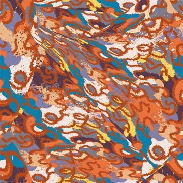 Hand drawn seamless pattern with wave colorful shapes Stock Illustration