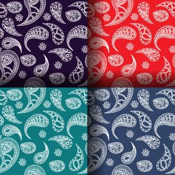 Hand drawn seamless pattern with white doodle elements on multicolor backgrou Stock Illustration