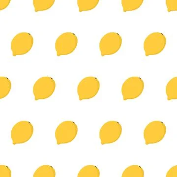 Hand drawn seamless pattern with whole lemon. Stock Illustration