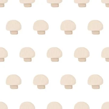 Hand drawn seamless pattern with whole mushroom for wallpaper design. Stock Illustration