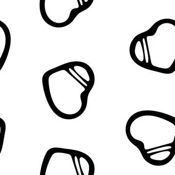 Hand Drawn Seamless Patterns with Hearts in Doodle Style. Stock Illustration