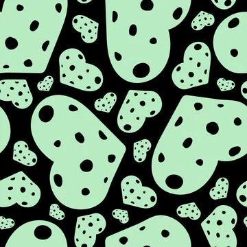 Hand Drawn Seamless Patterns with Hearts in Doodle Style. Stock Illustration