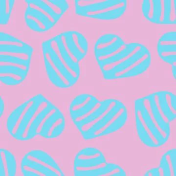 Hand Drawn Seamless Patterns with Hearts in Doodle Style. Stock Illustration