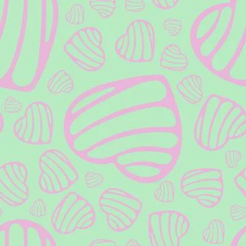 Hand Drawn Seamless Patterns with Hearts in Doodle Style. Stock Illustration