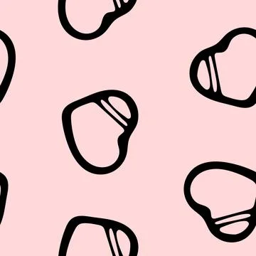 Hand Drawn Seamless Patterns with Hearts in Doodle Style. Stock Illustration