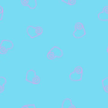Hand Drawn Seamless Patterns with Hearts in Doodle Style. Illustrazione stock