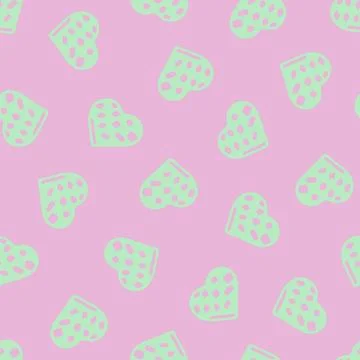 Hand Drawn Seamless Patterns with Hearts in Doodle Style. Stock Illustration