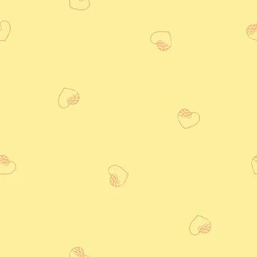 Hand Drawn Seamless Patterns with Hearts in Doodle Style. Stock Illustration