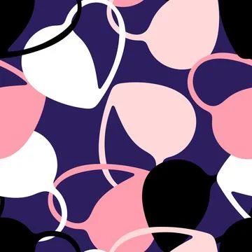 Hand Drawn Seamless Patterns with Hearts in Doodle Style. Stock Illustration