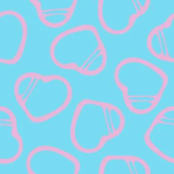 Hand Drawn Seamless Patterns with Hearts in Doodle Style. Stock Illustration