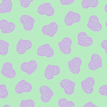 Hand Drawn Seamless Patterns with Hearts in Doodle Style. Stock Illustration