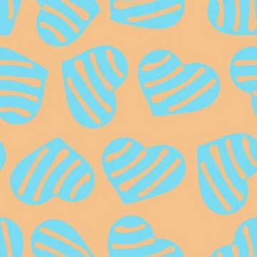 Hand Drawn Seamless Patterns with Hearts in Doodle Style. Stock Illustration