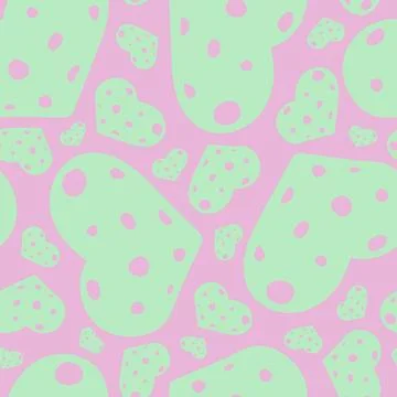 Hand Drawn Seamless Patterns with Hearts in Doodle Style. Stock Illustration