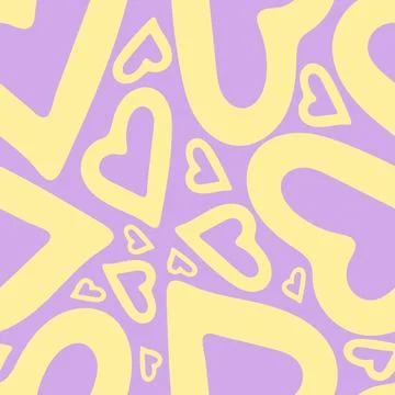 Hand Drawn Seamless Patterns with Hearts in Doodle Style. Stock Illustration